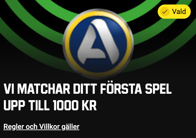 Insättningsbonus 1000kr