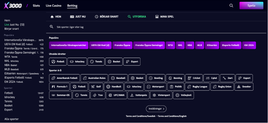 Stort utbud på betting