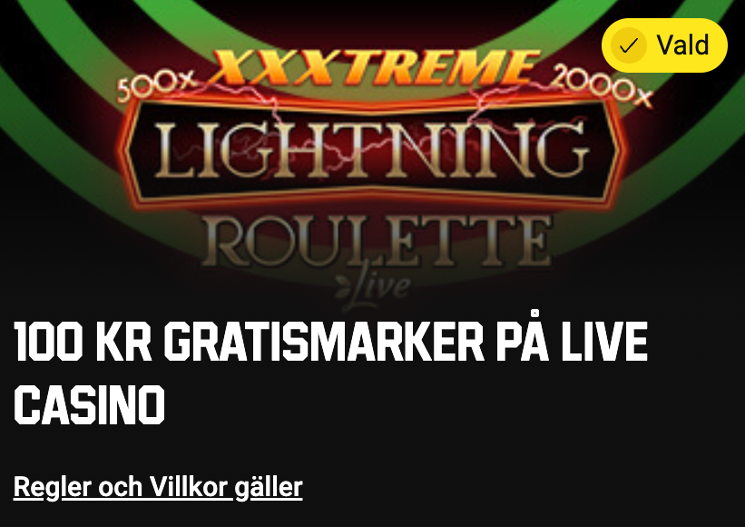 Gratismarker på livecasino